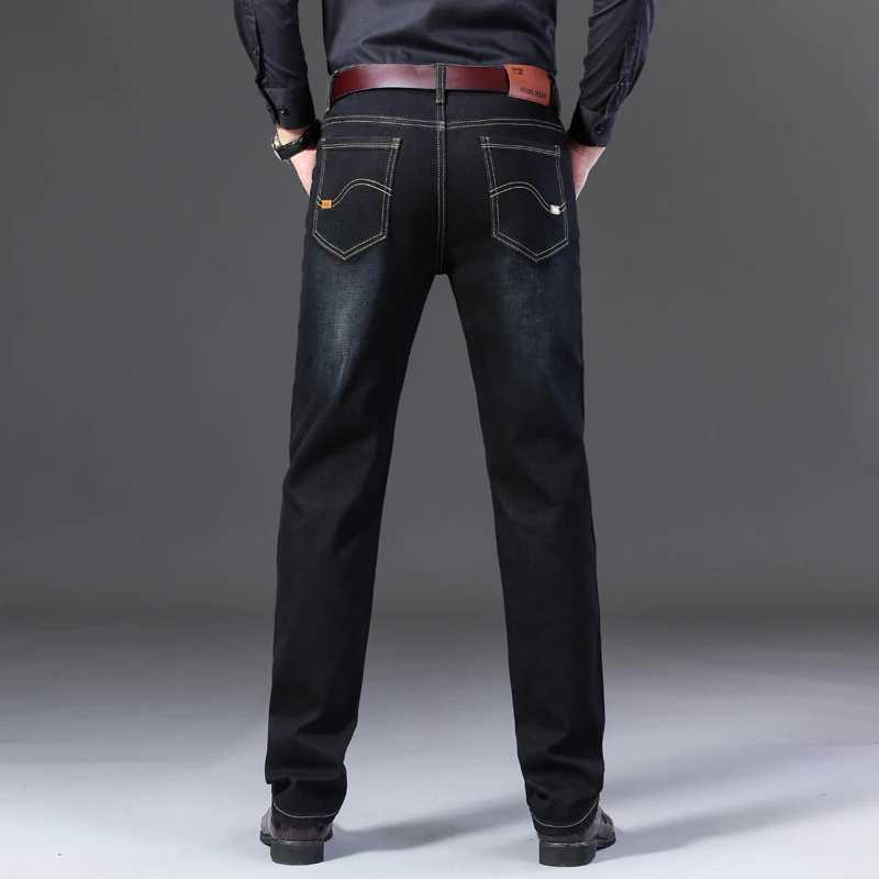 Classic black mens jeans Straight leg baggy plus size pants Wear comfortable dark pants Thin pants for dad gift dad pants X250227