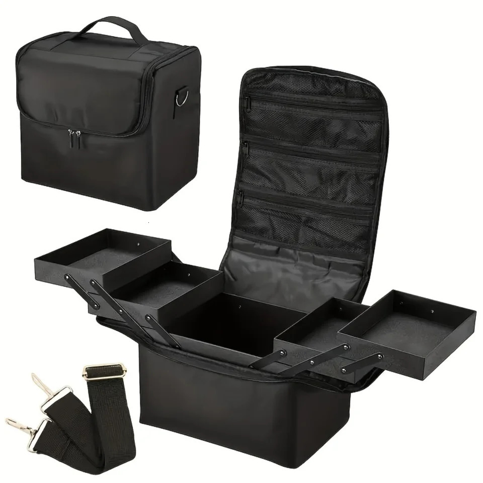 Ship from US Portable layered folding cosmetic box manual tool kit essential oil travel toilet bag perfect for On Go Bea 250227FBB
