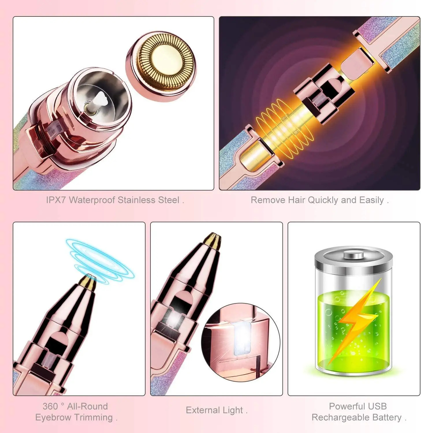 Portable 2 IN 1 Women Epilator Electric Painless Hair Remover Lady Shaver Eyebrow Shaper Leg Armpit Bikini Body Trimmer 250224