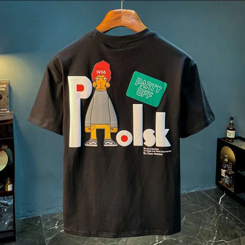 2025 Summer New Short Sleeved T-shirt Paired With Men's Personalized Printed Half Sleeved Loose Comfortable Breathable Versatile And Fashionable 