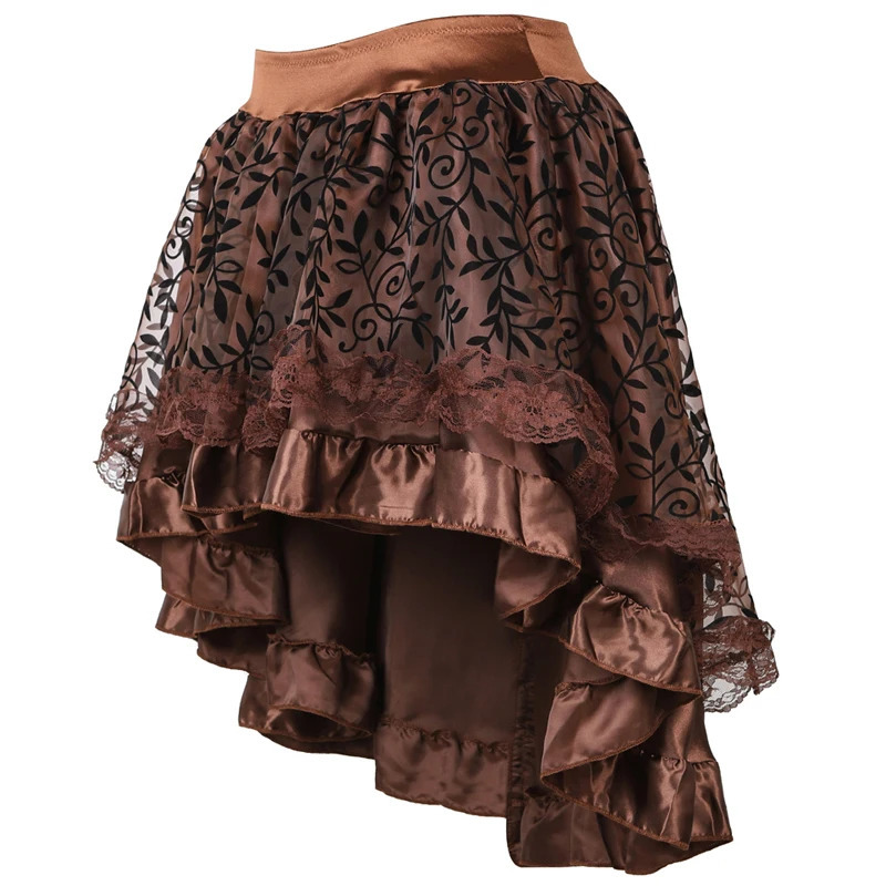 Skirts Womens Burlesque Corset Skirt High Waist Multilayer Lace Victorian Costumes Gothic Steampunk Skirt Matching Corset Black 250224