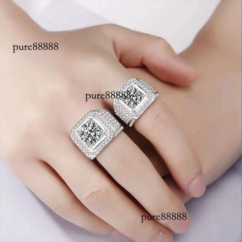 NeeTim D Color Moissanite for Men S Sterg Sier Plated with White Gold Man Wedding Ring Fine Jewelry