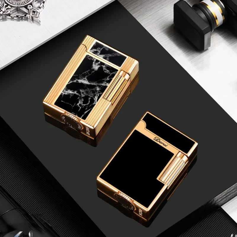 Derui finely carved texture side-sliding grinding wheel gas lighter metal stylish elegant high quty mens holiday gift W250227