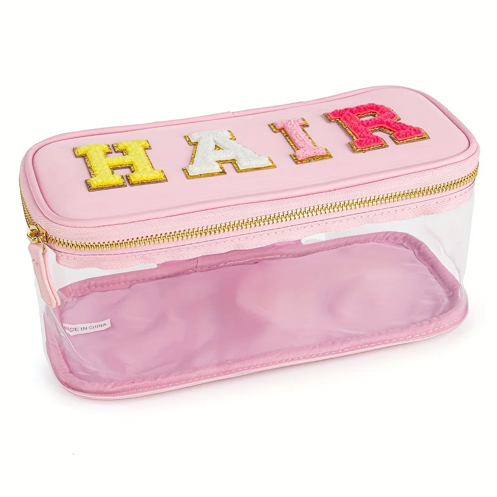 Ship from US Transparent Makeup Bag Organizer Travel Chenier with Built in Mirror 250227FBB