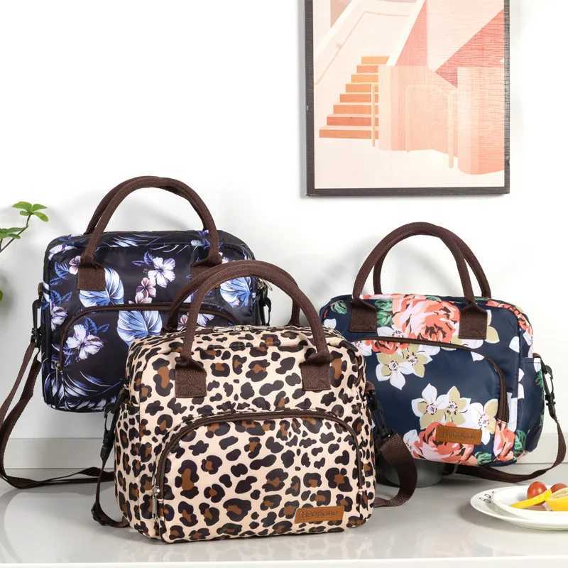 Diaper Bags Large capacity leopard print Oxford cloth crossbody lunch bag American modern minimalist hand-held mommy ice pack Y2502279JA3