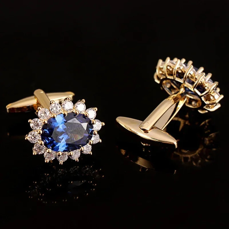 Mens Rhinestone Crystal Cufflinks French Shirt Cuff Links Men Business Banquet Cocktail Party Wedding Anniversary Gifts 250227