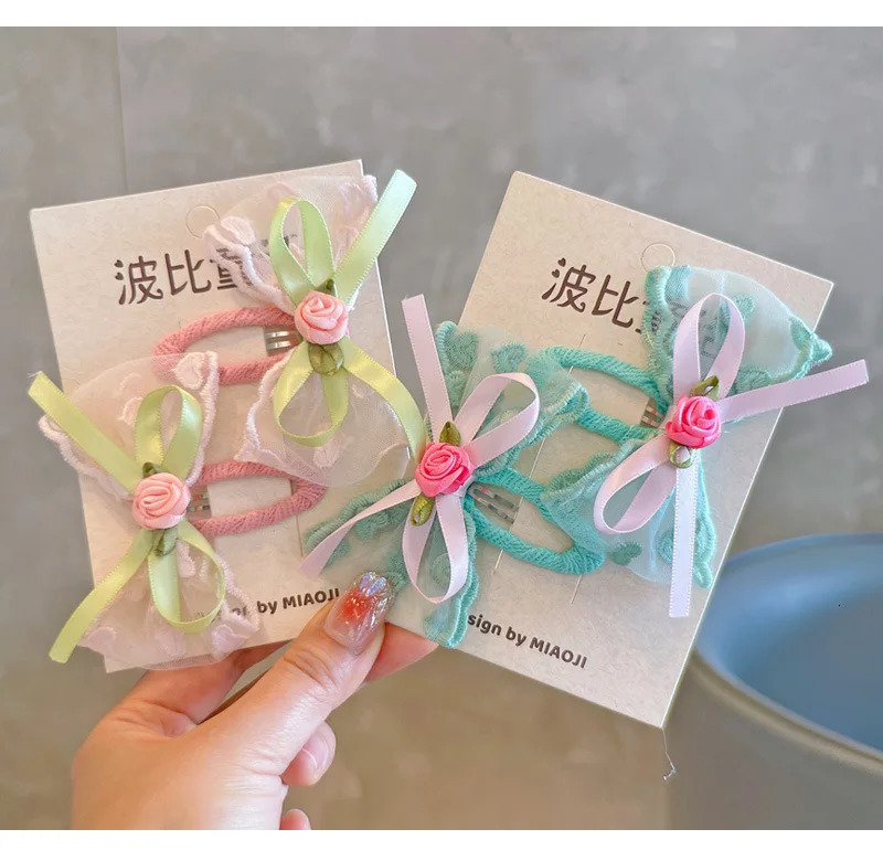 Free delivery of 30 pairs of childrens hair clips mesh bows hair accessories girls side bangs clips 250227