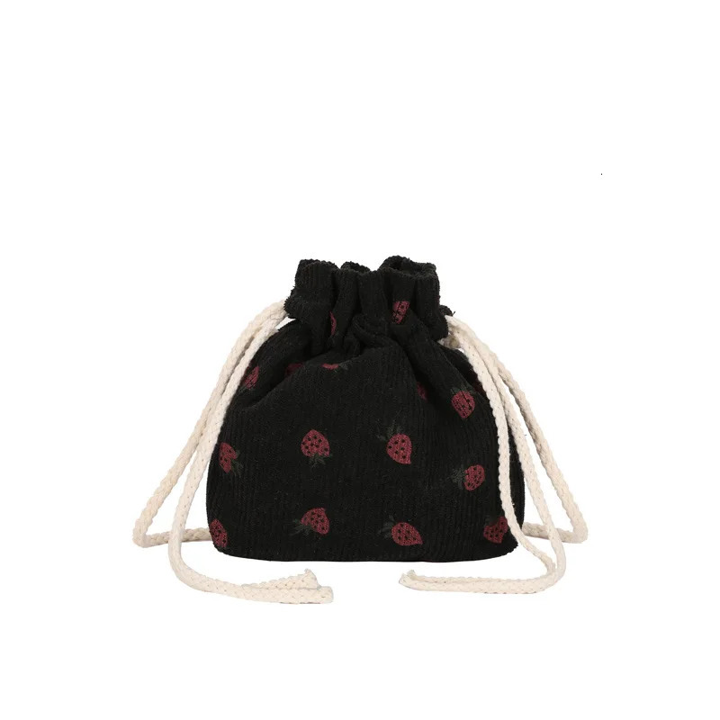 Ship from US Cute Strawberry Bag for Women Fashionable Corduroy Bucket Simple Small Fresh Single Shoulder Crossbody Trendy 250227FBB