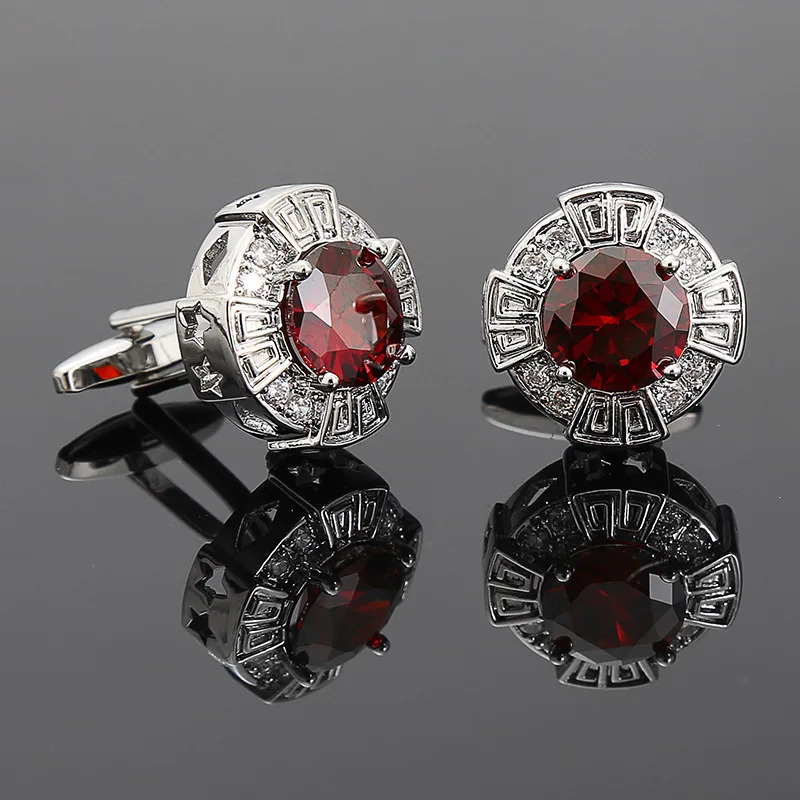 French Style Cufflinks Zircon Sleeve Studs Mens Shirts Cufflinks Crystal Copper Cuff Buttons Premium British Cuff Links 250227