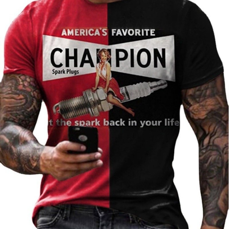 Designer 2025 New Casual Round Neck Short Sleeved Digital Printed Slim Fit Pullover For Men's T-shirt