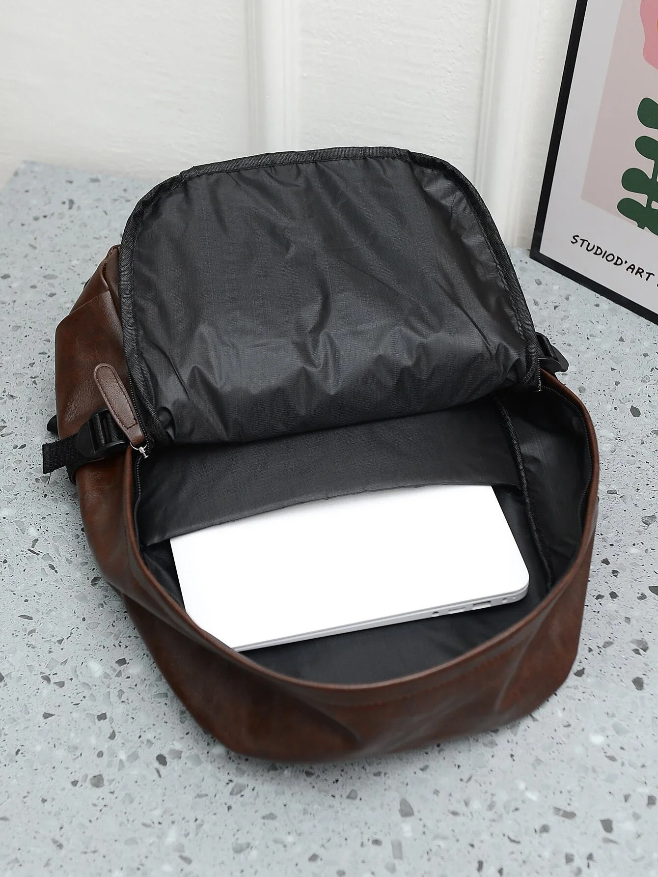 Ship from US 15 inch foldable mens minimalist large capacity backpack school travel bag university leather retro vacation sports 250227FBB