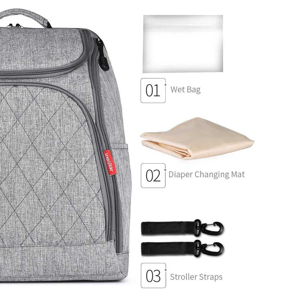 Diaper Bags Insular Baby Diaper Backpack Mother Tote Bag Baby Nappy Changing Bags Large Capacity Maternity Mummy Baby Travel Stroller Bags Y250227W1E2