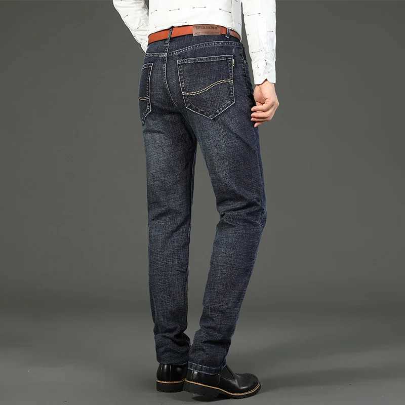 Classic Business Fashion Cosy Mens Jeans Casual Straight Stretch Blue Black Work Denim Trousers Male Brand Clothing Trousers X250227