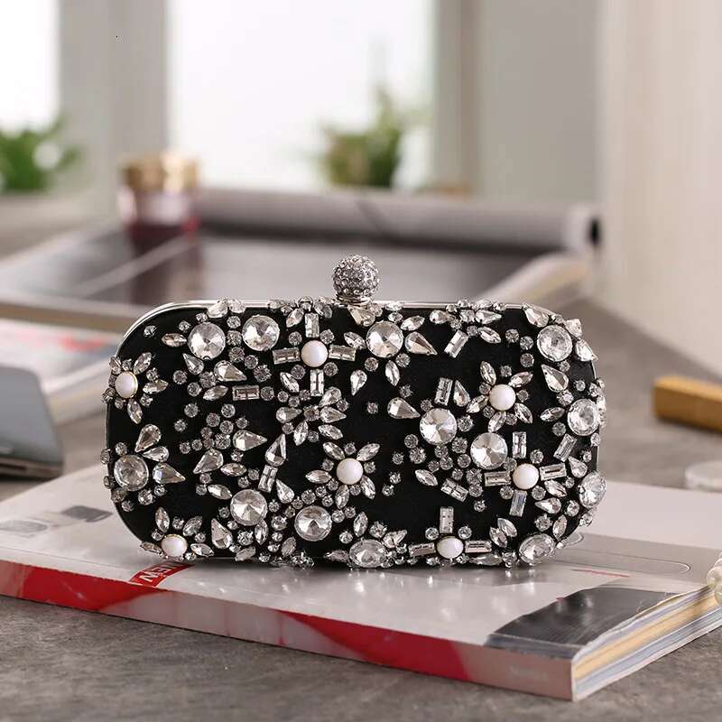 Women's Evening Clutch Bag Party Purse Wedding Clutches For Bridal Exquisite Crystal Ladies Handbag Apricot Sier Wallet