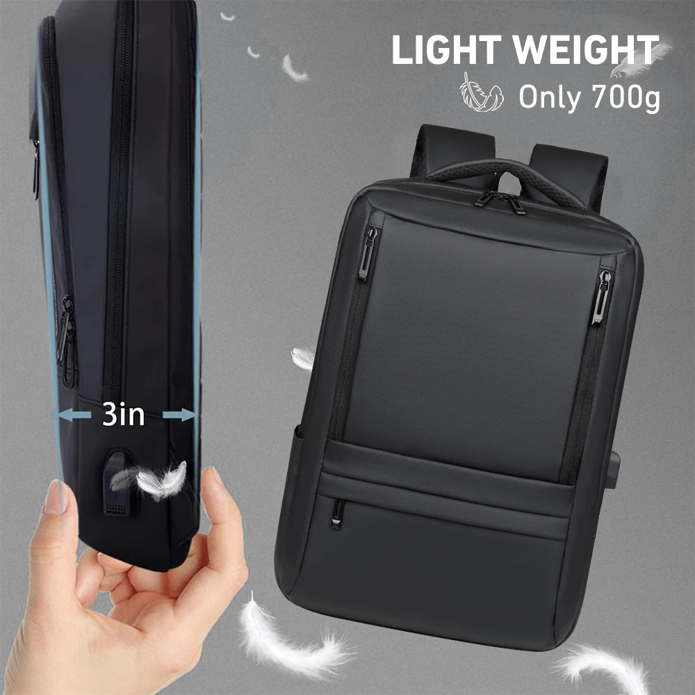 Ship from US Backpack for Men Women Business Slim with USB Charger Computer Lightweight Antitheft Travel Backpacks 250227FBB
