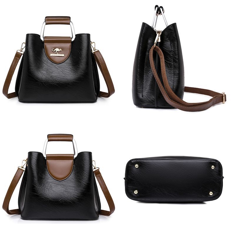 Branded 3 Layers Tote Oil Skin Leather Handbags Purses Women Bags Designer Ladies Hot Shoulder Crossbody Bag For Female