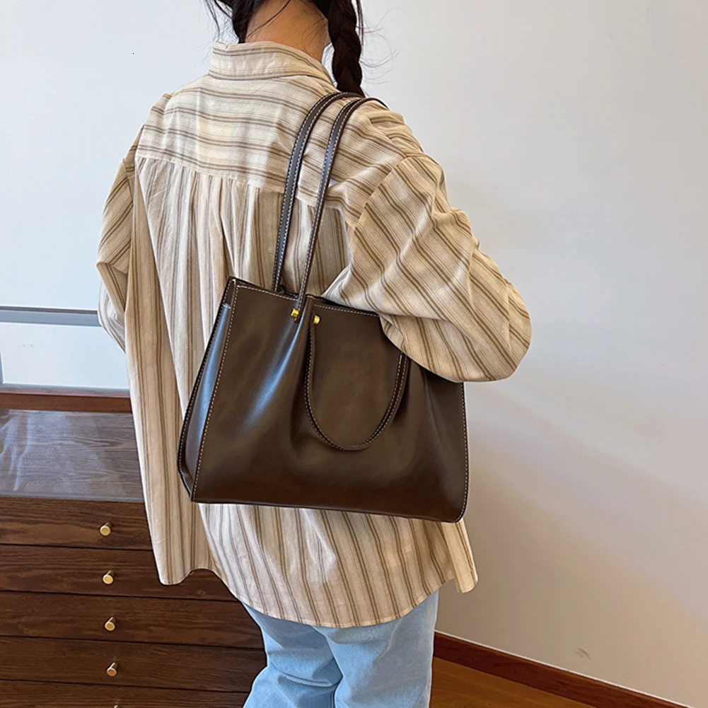 Ship from US Womens handbag with multiple pockets shoulder bag PU leather zipper closed underarm pocket solid for work and school 250227FBB