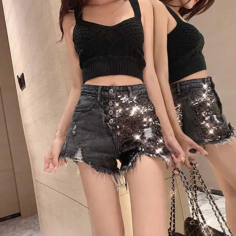 Womens Denim Shorts High-waisted Large Size Loose and Slim and Versatile 250225