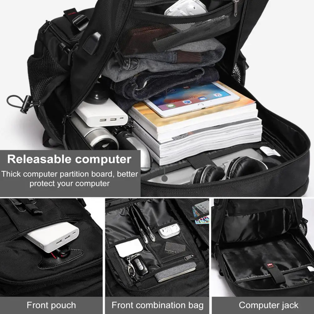 Ship from US Travel Backpack Capacity Waterproof with Usb Charging Port for Hiking Business Adjustable Shoulder Strap College 250227FBB
