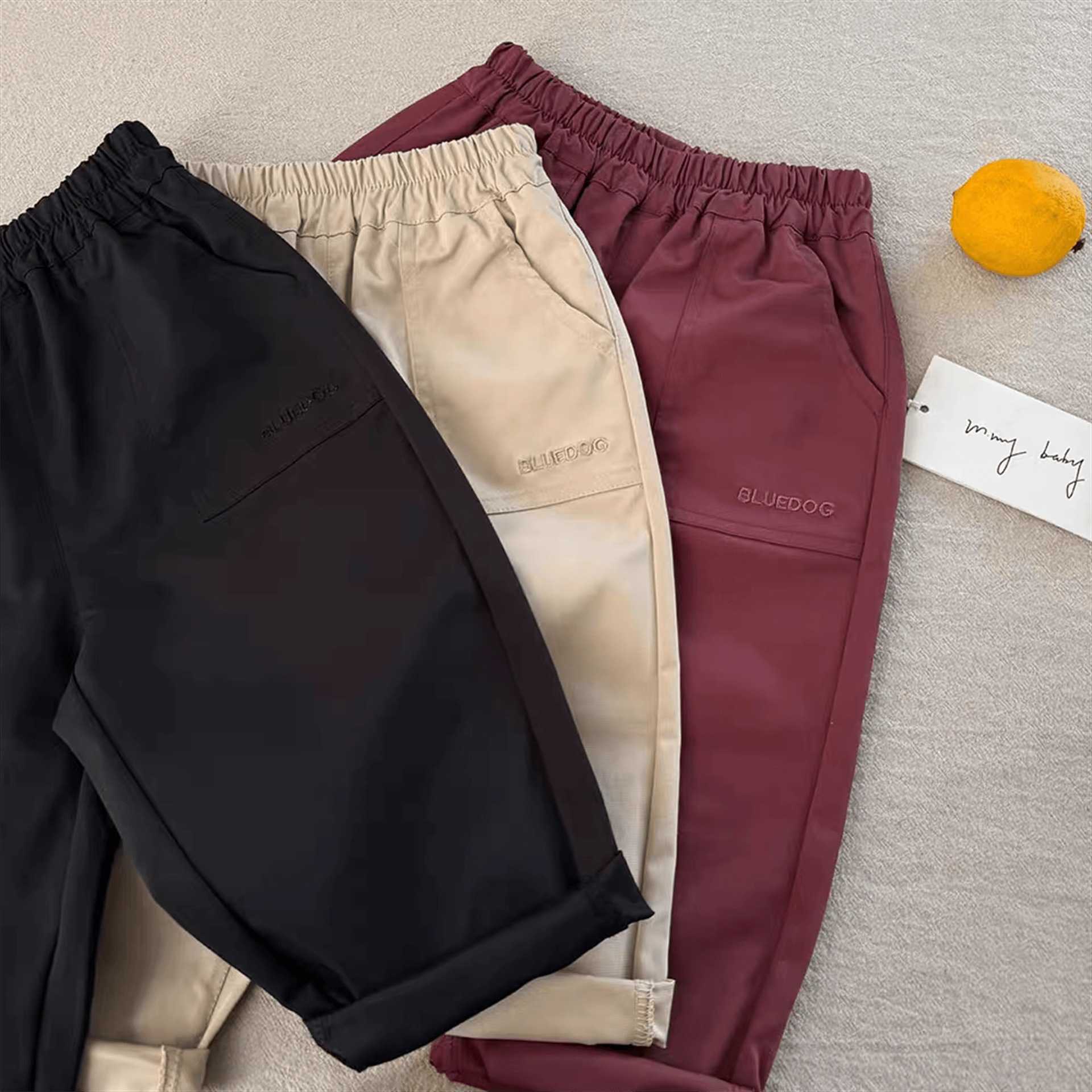 Jeans Childrens pants 2025 spring style boys casual pants babys solid color straight leg pants girls stylish work pants trendY250227WXVO
