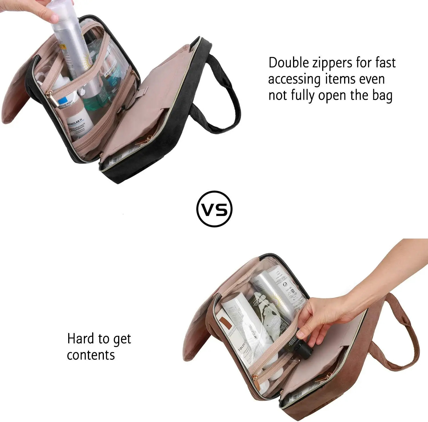 Ship from US Toiletry Bag Travel with Hanging Hook Waterresistant Makeup Cosmetic Organizer for Accessories Shampoo 250227FBB