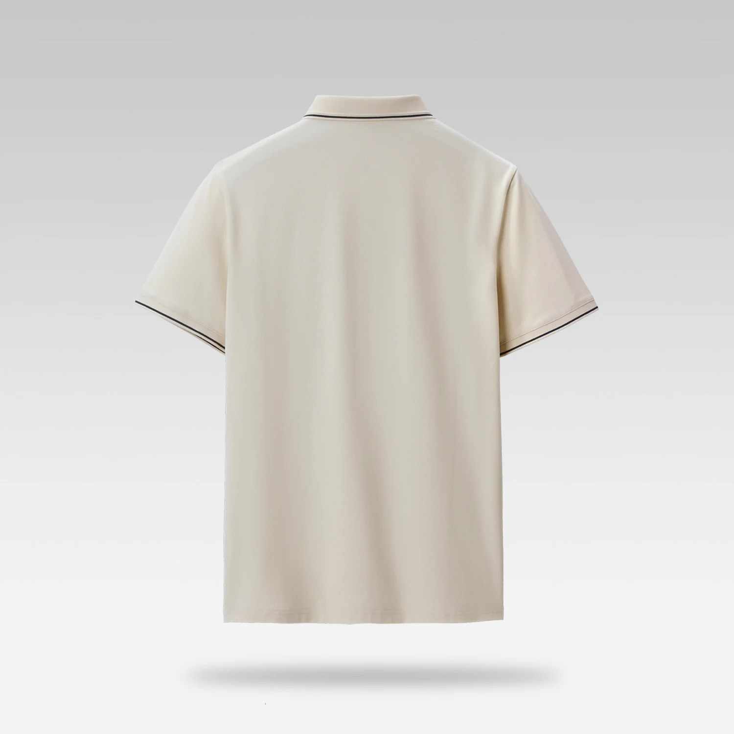 VPG Mens Cream Polo Shirt Short Sleeve Collared with Navy Blue Trim Casual Style 250227