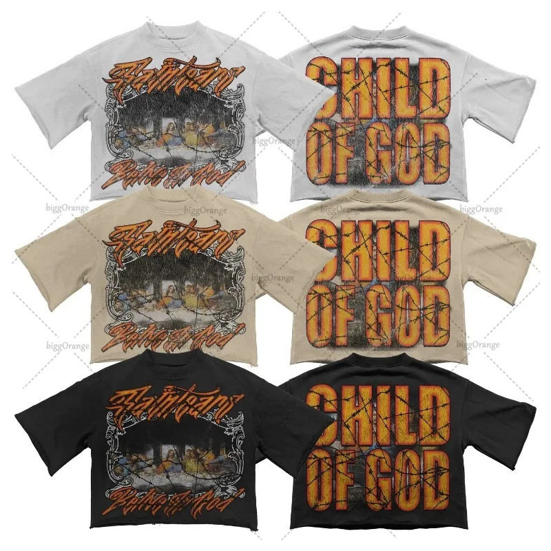 Y2K Gothic Harajuku Streetwear Tops Men Trendy Retro Letter Print Oversized T-shirt Punk Pure Cotton Casual Short Sleeves 250225