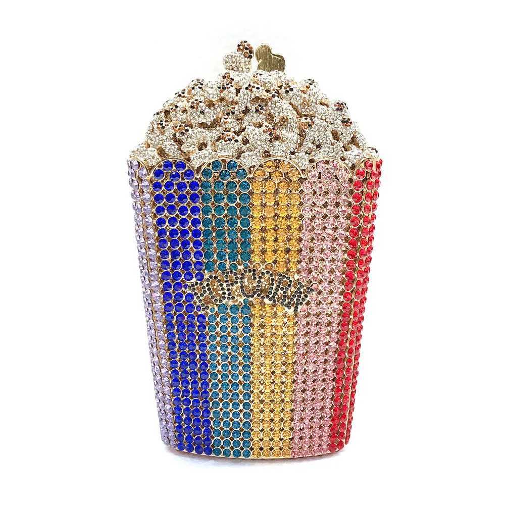 New Arrival Elegant Crystal Popcorn Clutch Bags for Women Party Purse Red Evening Bags Wedding Bridal Day Clutches T250227