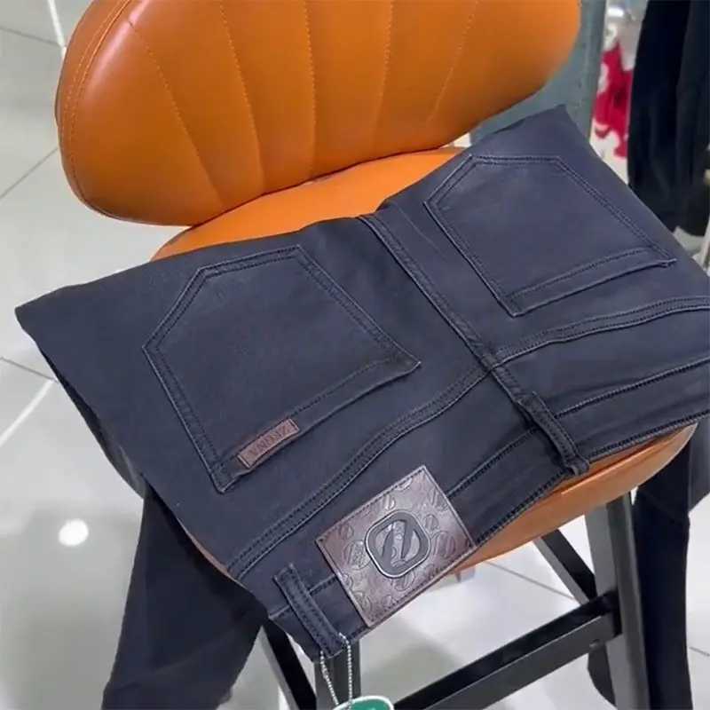 Fashion Korean Style Luxury Clothing Slim Black Designer Denim Jeans Men Smoke Gray Boyfriend Casual Streetwear Pencil Pants X250227