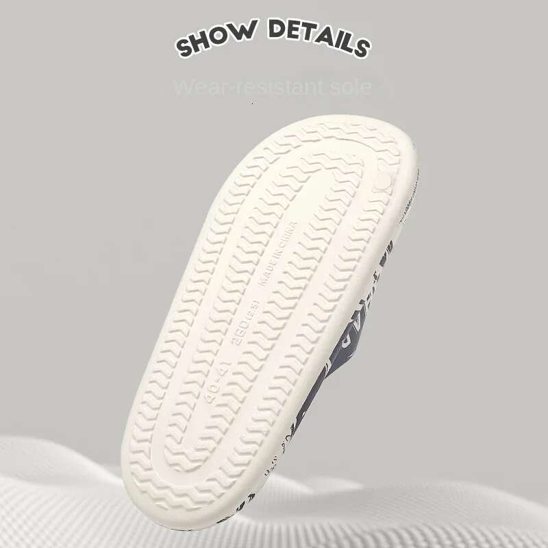 2025 Men's Summer New Flat Slippers Beach Sandals Flip Print Designer Sandals Thick Bottom Men's And Women's Neutral Home Bath Shoes La