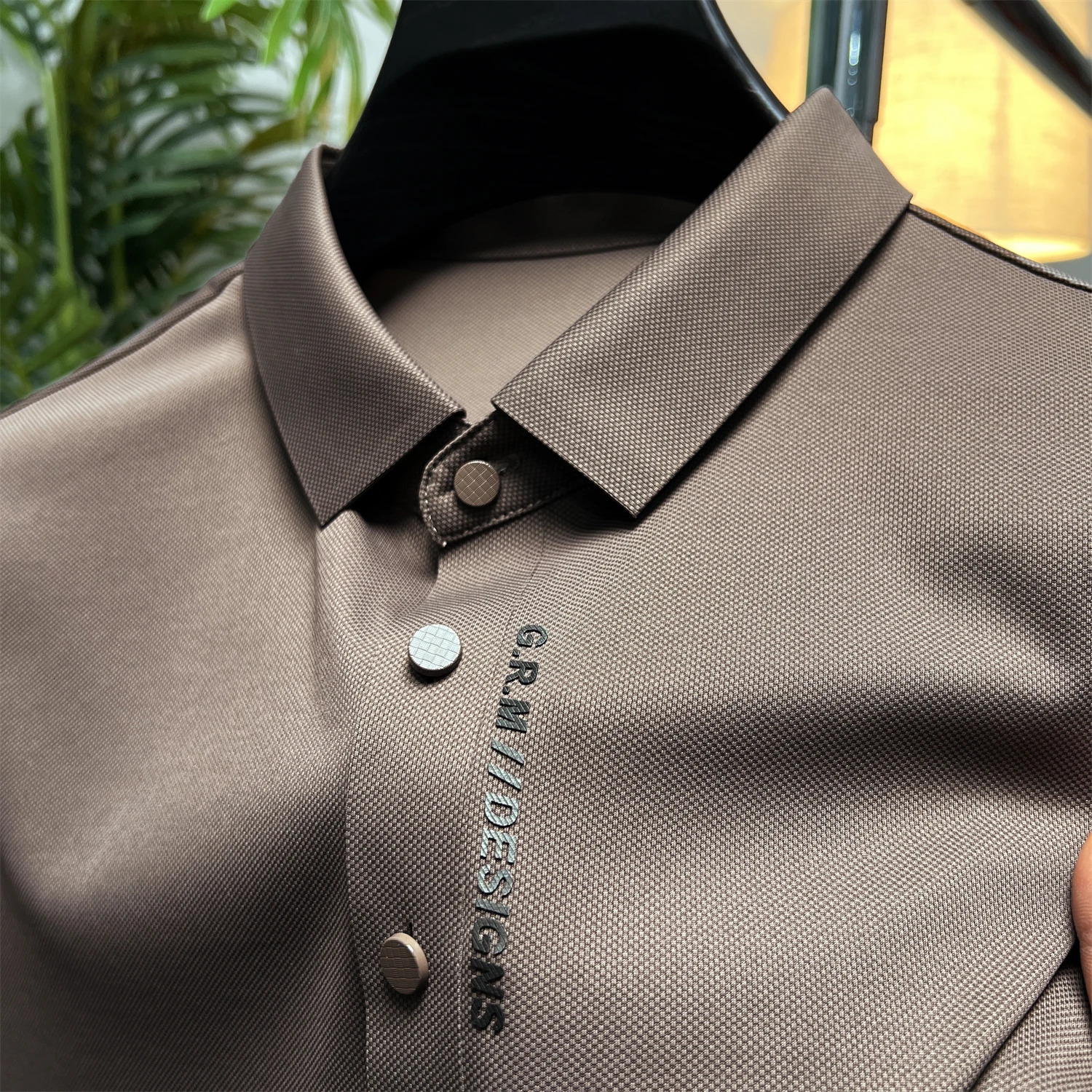 Senior er mens polo shirt summer collar printed ice silk T-shirt mens short sleeved Korean trend casual wear 250225