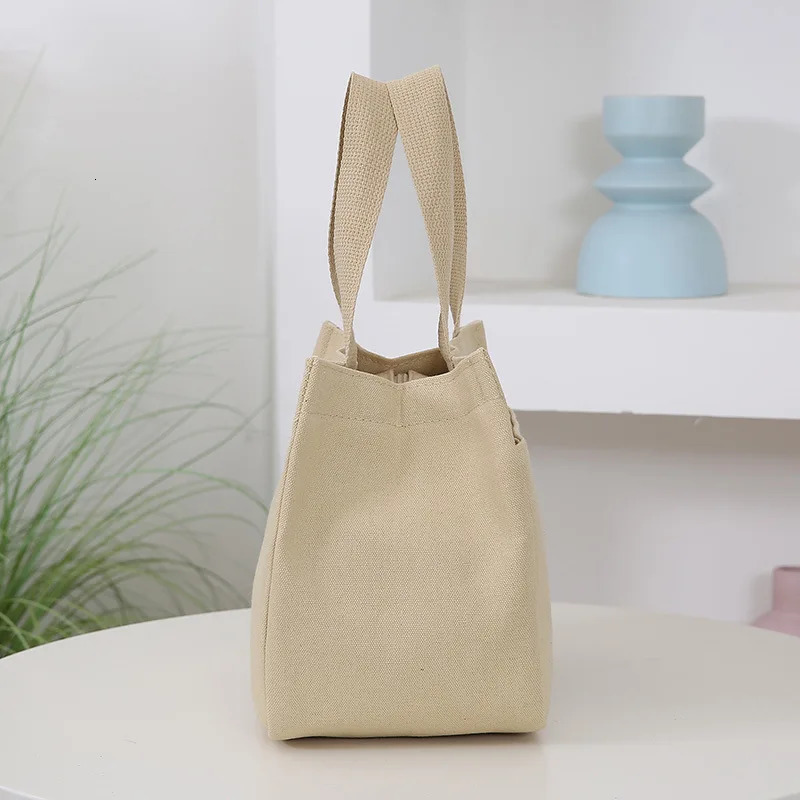 Ship from US Cartoon Cute Printed Pattern Canvas Versatile Handbag Office Worker Lunch Bag Tote 250227FBB