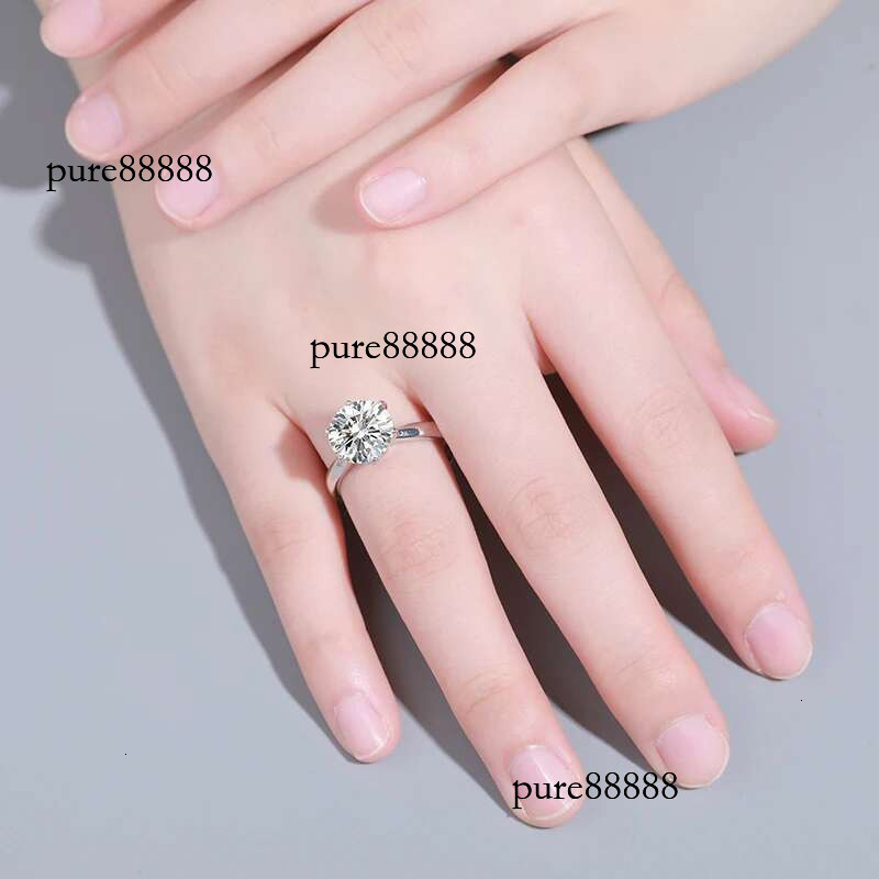 0.5-5ct Sterg Sier Classic Style Dia Jewelry Moissanite Wedding Party Anniversary Adjustable Size Ring