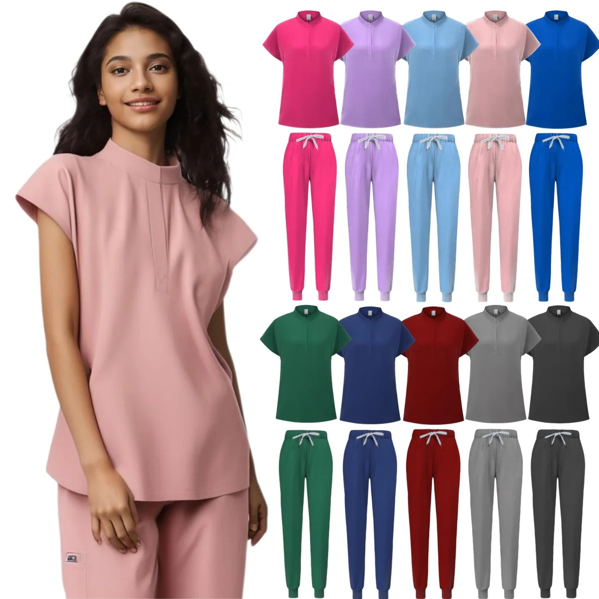 Women Uniforms Scrubs Sets Hospital Gowns Short Sleeve Tops Pant Nursing Accessories Doctors Clothes 250226