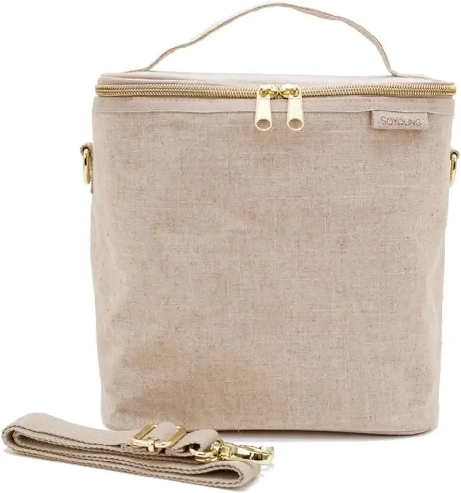 Ship from US Lunch baginsulated lunch bag for work travel and picnic linencotton machine washable 250227FBB