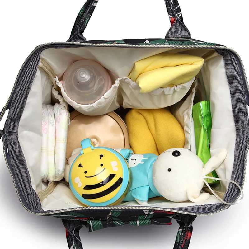 Diaper Bags Lequeen Backpack Maternity Leaf Flower Diaper Bags Mummy Backpack Mom Replacement Bag Nappy Travel Bag Large Capacity LPJ09 Y250227F10Y