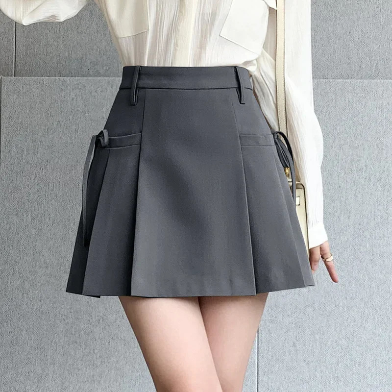 Goth Mini Skirt Summer Clothes Womens High Waist Harajuku Korean Style Black Mini Pleated Skirt for School Uniform 250224