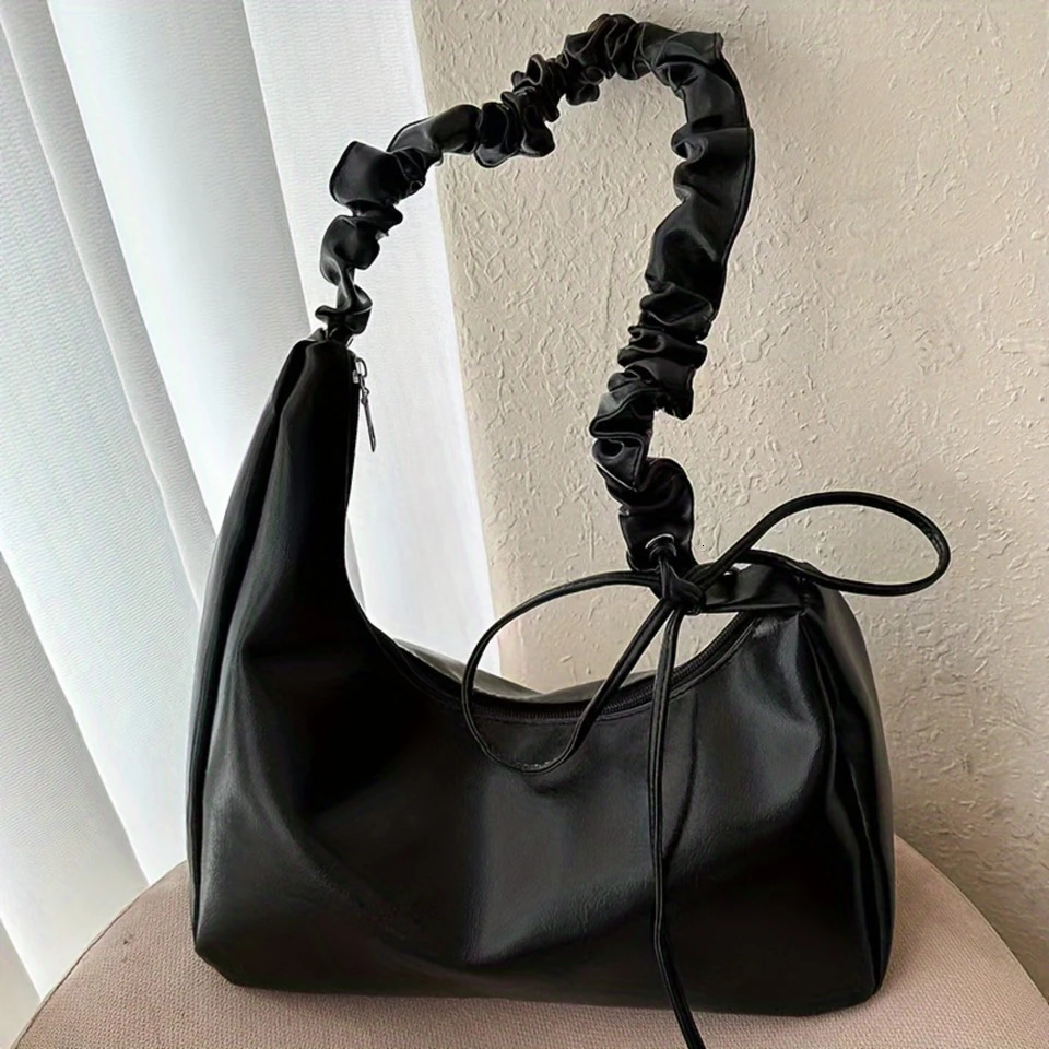 Ship from US Fashion Shoulder Bag Chic Armpit Purse Ruched Strap Detail Versatile Handbag 250227FBB