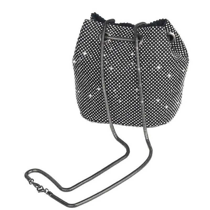 New Arrival Rhinestone Women Dinner Party Shoulder Bags Luxury Design Ladies Drawstring Crossbody Bag Shiny Chain Ladies Purse Handbags T250227