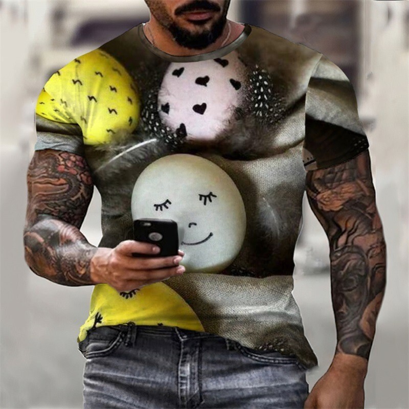 Designer Fashion Trend Happy Eastern Egg 3D Digital Printing 2025 New Summer Men's T-shirt Short Sleeve