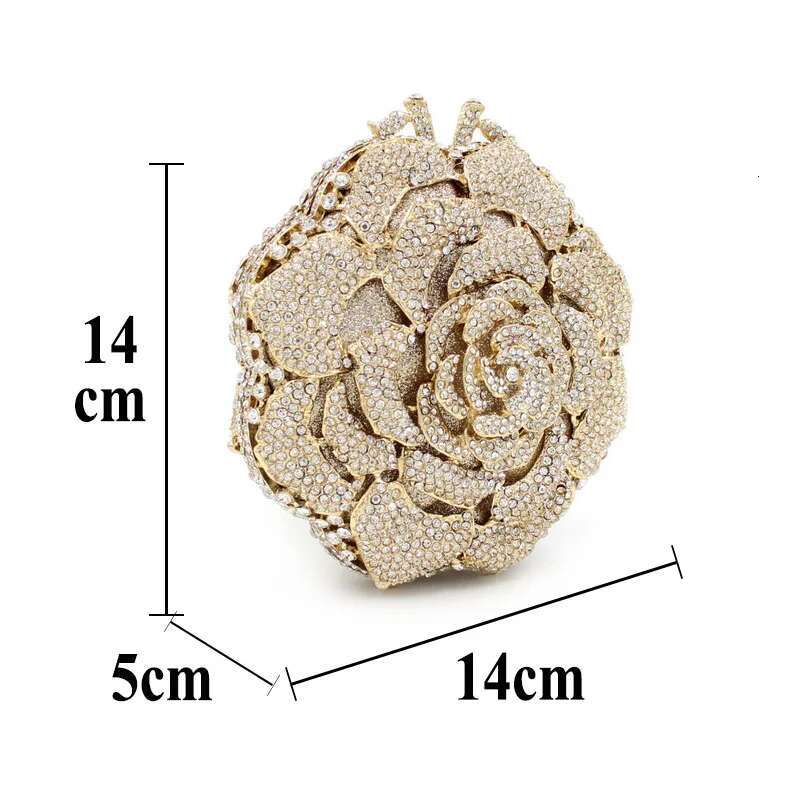Elegant Rose Wedding Bride Handbag Rhie Evening Bag Women Shiny Party Clutch Purse Designer Dia Fashion Bags