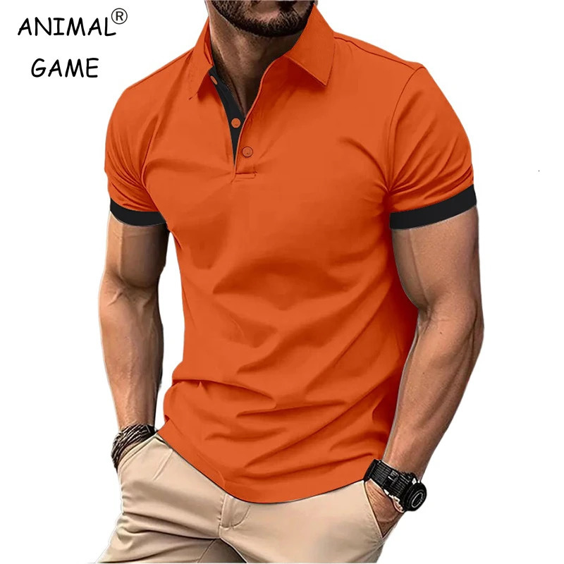 Summer Short Sleeve Polo Shirt Mens Large Stritching T Shirts Lapel Business Breathable Tee Lightweight Sweatwear 250226