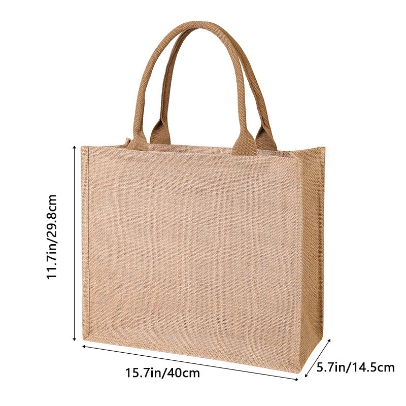 Ship from US Womens largecapacity zipper jute bag fashionable versatile handheld shopping mens outing travel hand carry Tote 250227FBB