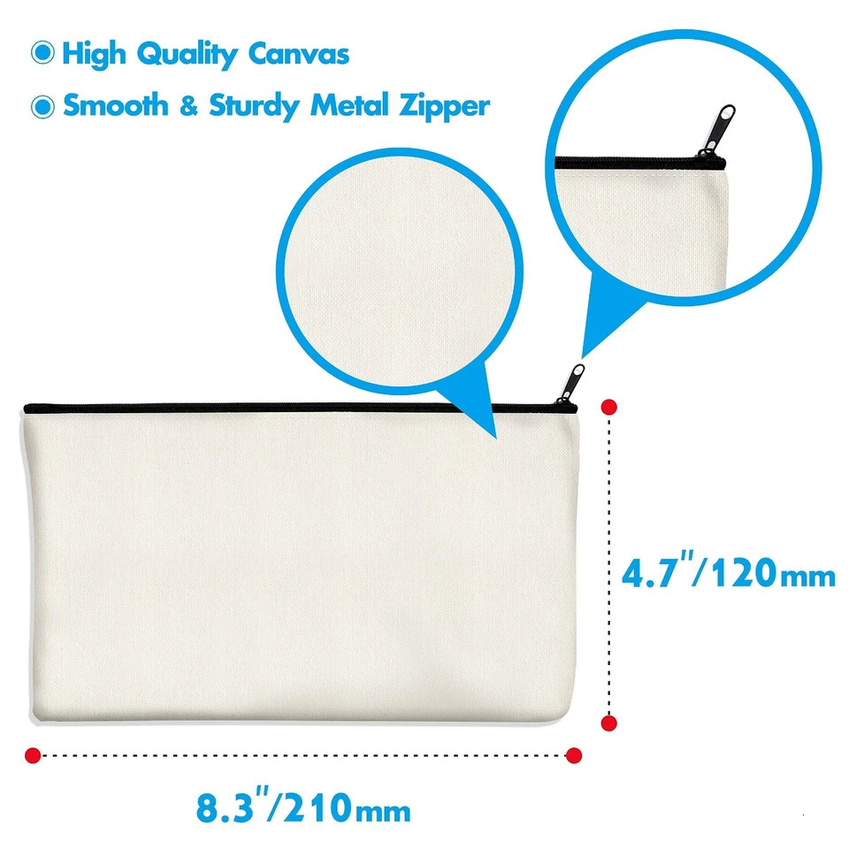 Ship from US 15 Pcs HighQuality Cotton Canvas Zipper Bags Unique DIY Craft n Versatile for Pencils Makeup Cosmetics Toiletries 250227FBB