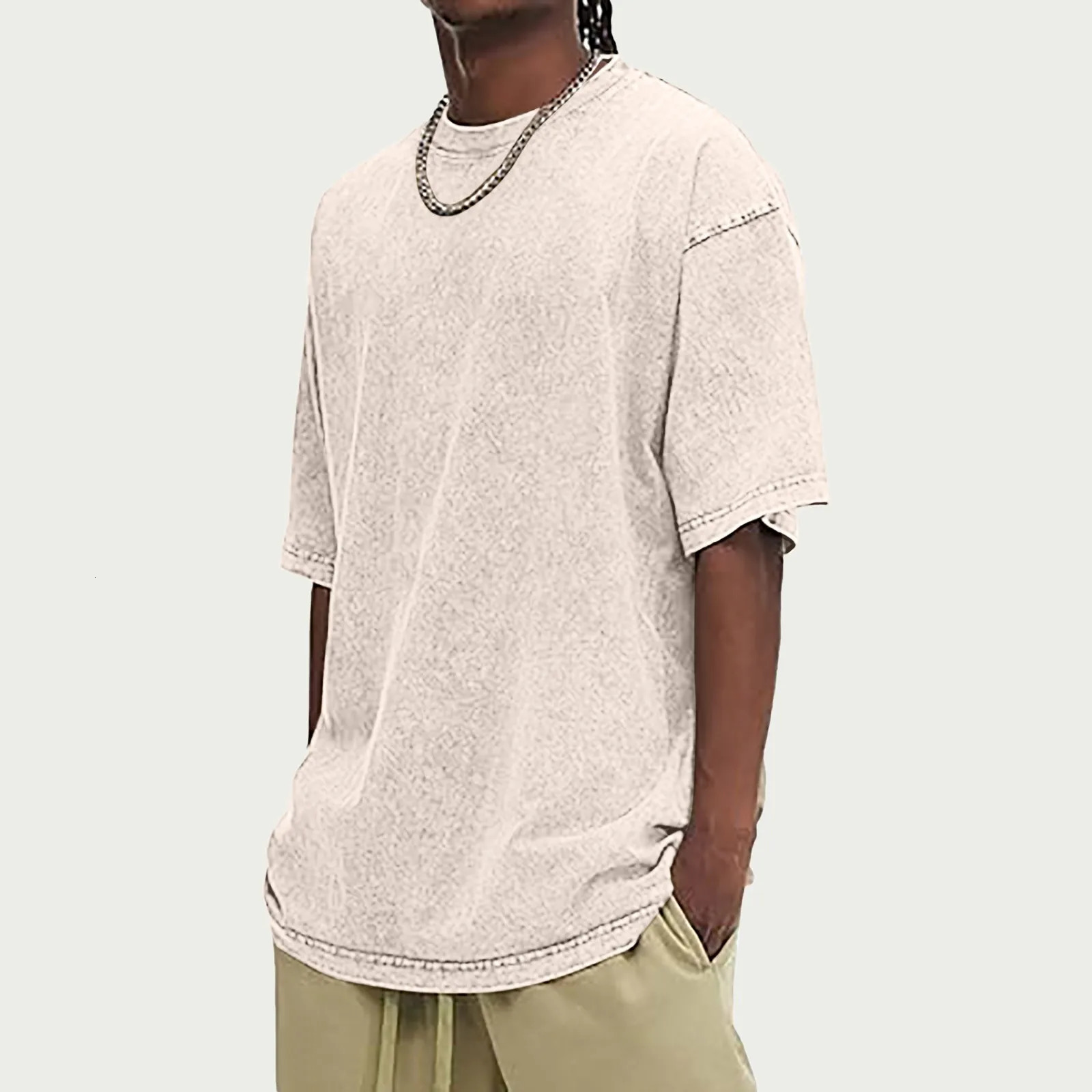 Mens washing and wearing Tshirt fashionable cotton heavyduty wax printing retro snowflake loose sleeves oversized shirt mens 250226