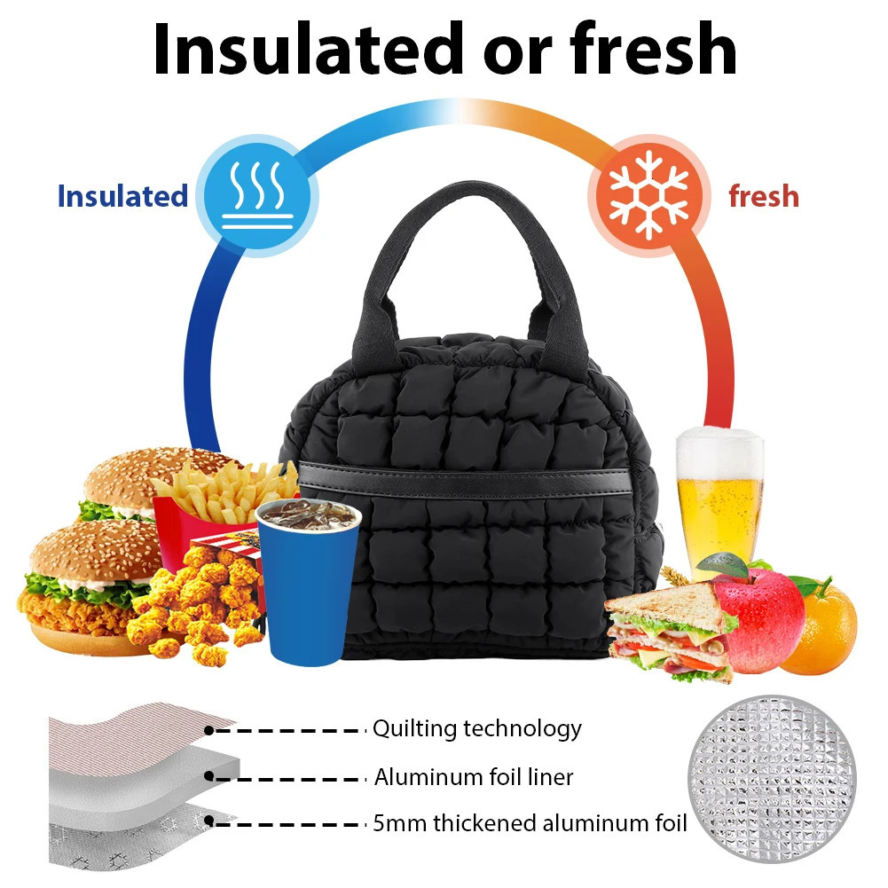 Ship from US Small Portable Thermal Lunch Bag Food Box Durable Waterproof Travel Picnic Lunchbox Cooler Ice Insulated Case Dinner 250227FBB
