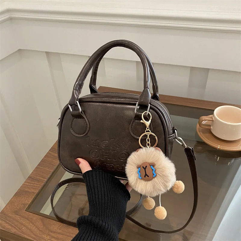 Ship from US Womens Bag Large Capacity Korean Fashion Texture Single Shoulder Crossbody Casual Retro Solid Color Handbag 250227FBB