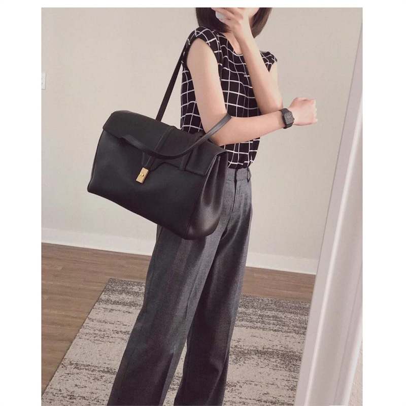 Designer Female Big Cousin Liu Wen, Same Style, Large Capacity Tote Commuting Bag, Leather Handbag, Single Shoulder Armpit Bag