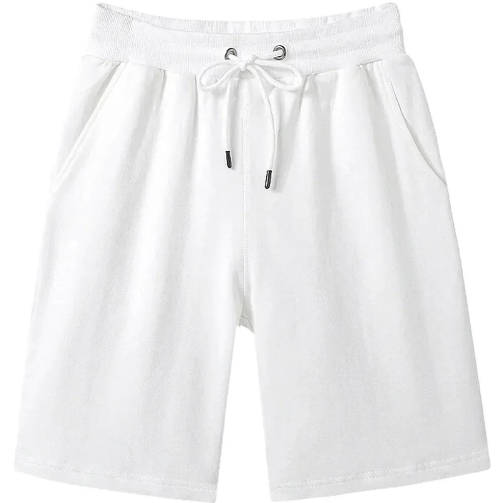 Summer Fashion High Quality Cotton Men Casual Shorts Drawstring Waist Comfortable Black White Asian Size L-5XL Knee Length 250226