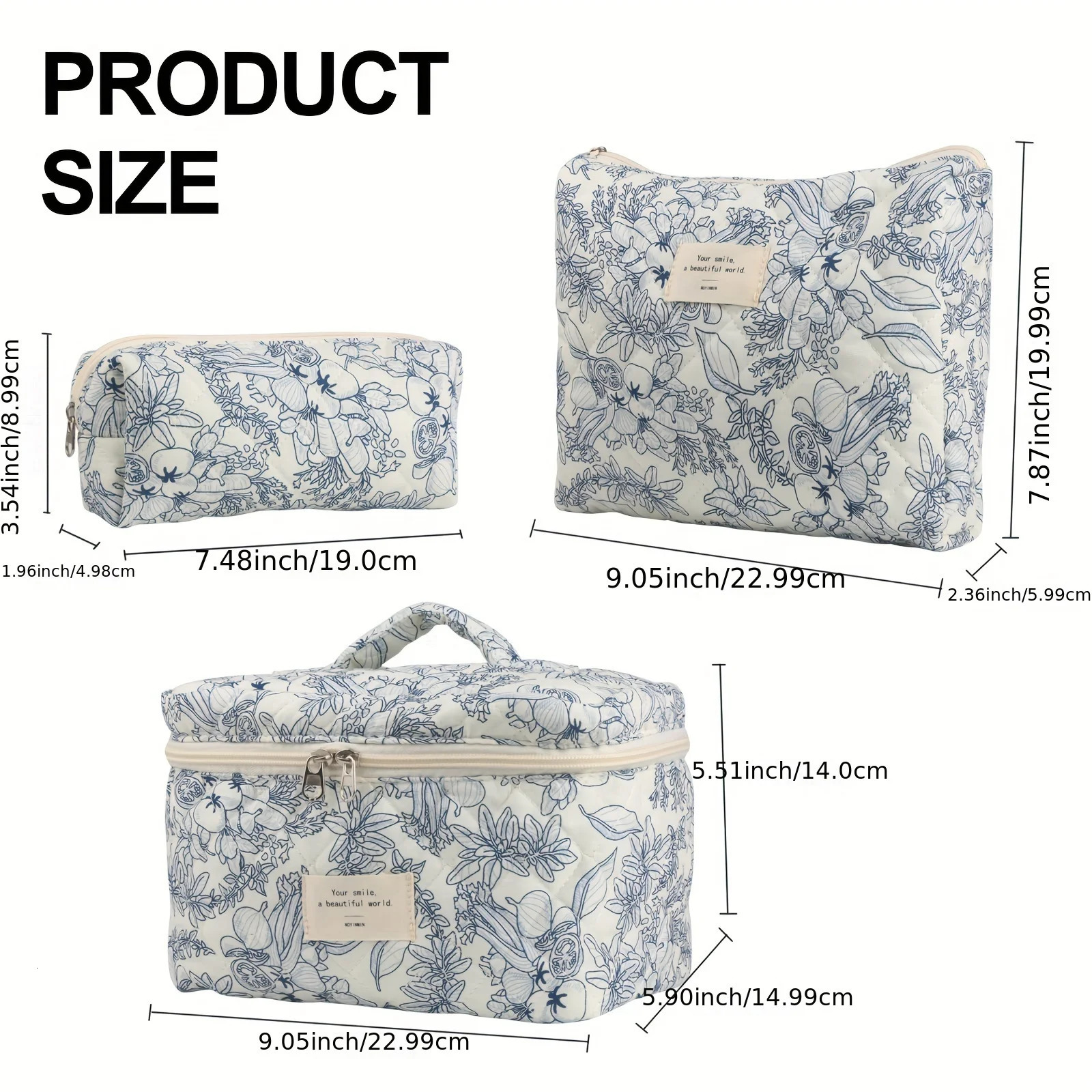 Ship from US Cute womens makeup bag 3 pieces travel bedding Coquette aesthetic floral toilet organizer 250227FBB